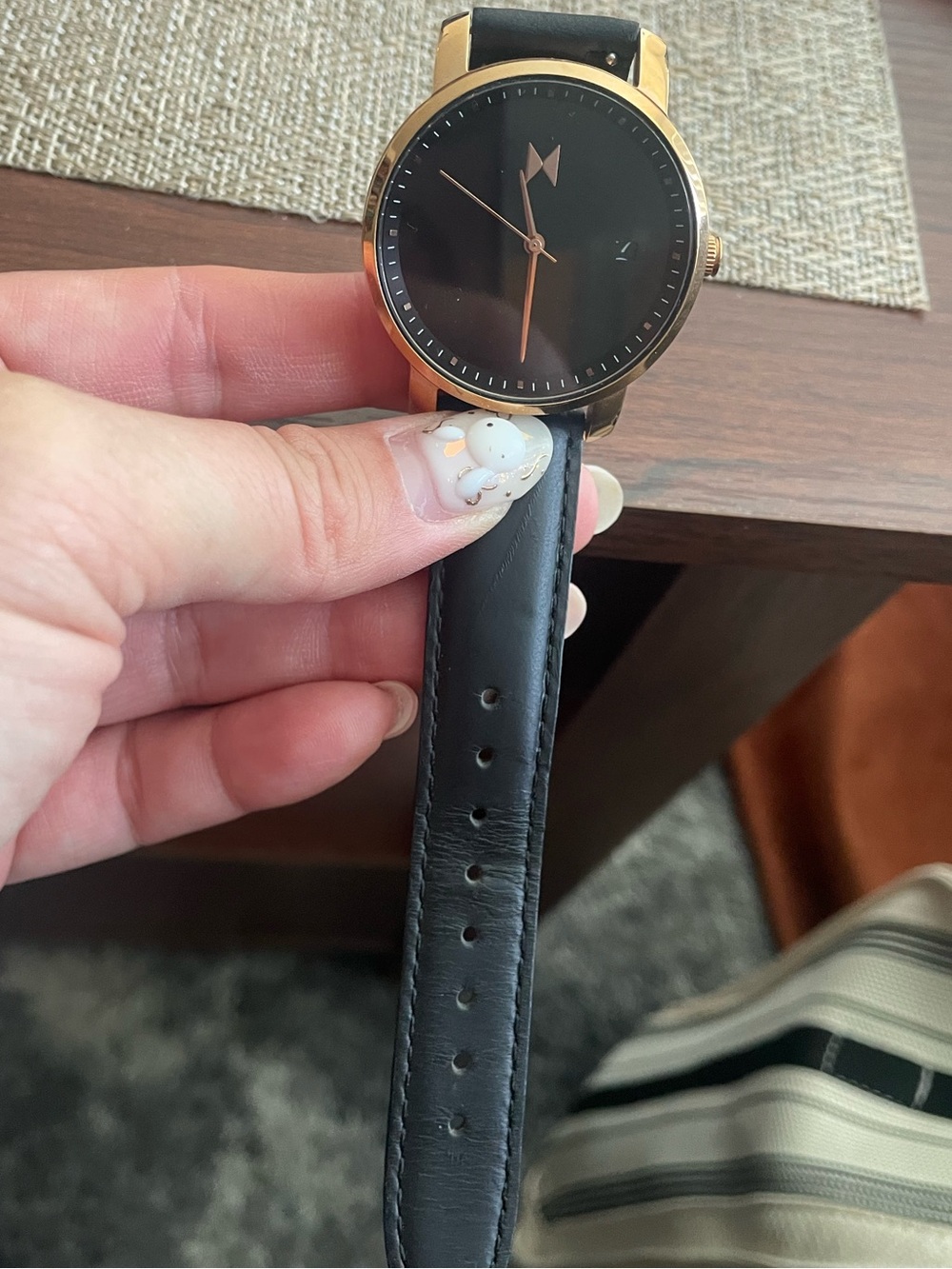 MVMT Watch Black Leather and gold